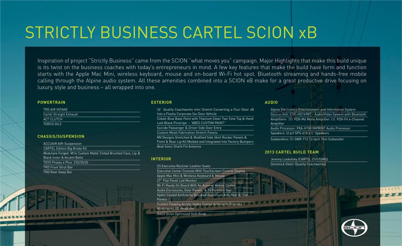 2013 Scion Strictly Business Cartel xB