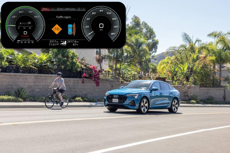 Audi presents demonstrations of C-V2X technology that could help reduce cyclist injuries and fatalities in Oceanside, California