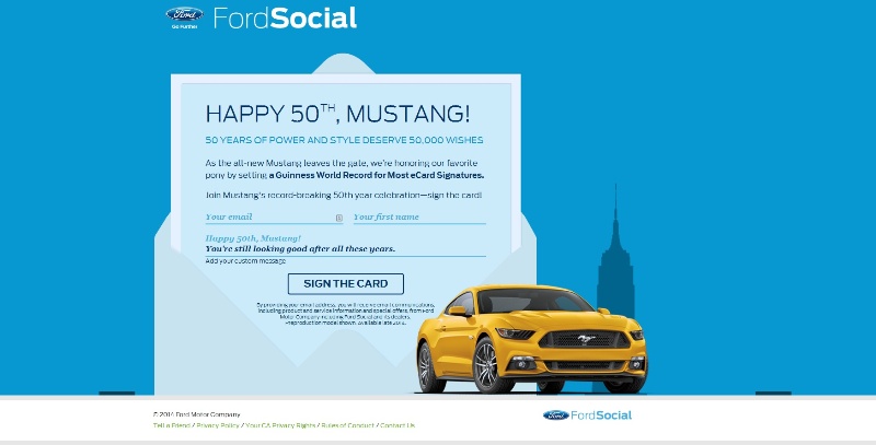 FORD MUSTANG FANS EVERYWHERE ARE INVITED TO SIGN A CARD FOR THEIR FAVORITE CAR'S BIRTHDAY AND HELP SET A WORLD RECORD