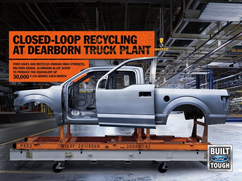 FORD RECYCLES ENOUGH ALUMINUM TO BUILD 30,000 F-150 BODIES EVERY MONTH