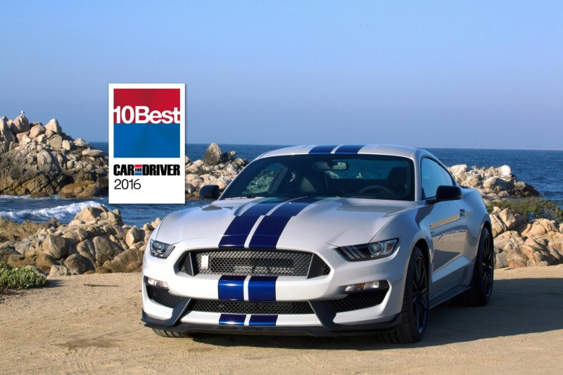 FORD SHELBY GT350 AND GT350R MUSTANG NAMED TO THE CAR AND DRIVER 2016 10BEST LIST