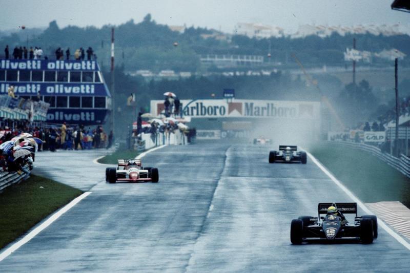 The return of an icon: Lotus and Bruno Senna celebrate Ayrton Senna's first F1 victory at Estoril