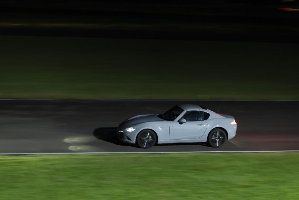 Mazda MX-5s take part in the UK's first ever unlit night-time track day