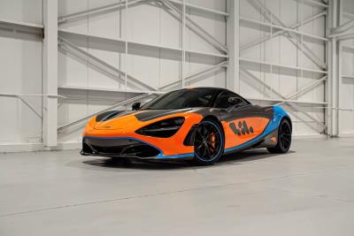McLaren 720S supercars adorned with McLaren Racing livery-inspired wrap for Formula 1 Miami Grand Prix