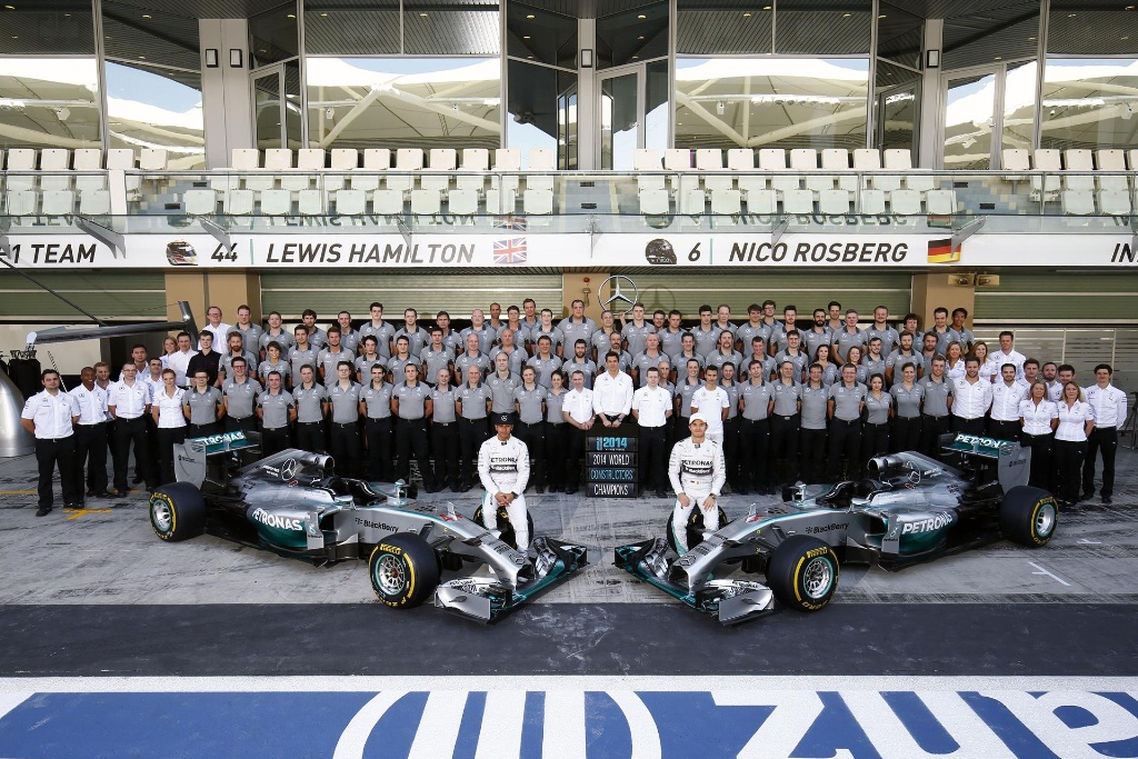 Mercedes-Benz celebrates one-two victory in the Formula 1 drivers' world championship