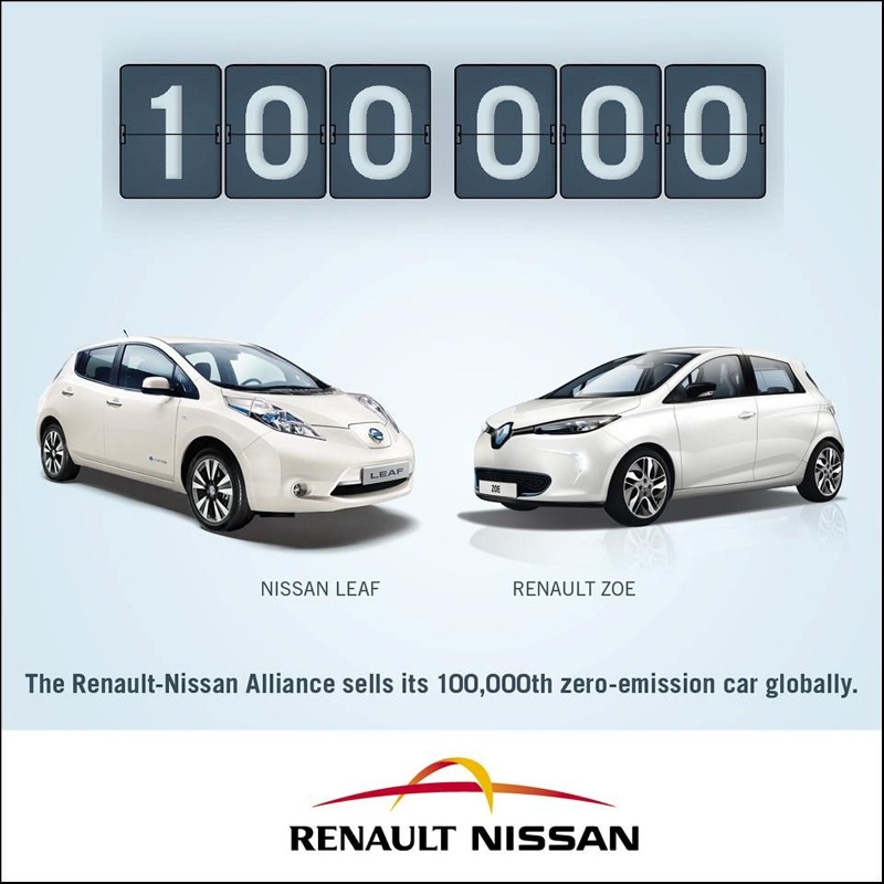 Renault-Nissan Alliance Sells Its 100,000Th Zero-Emission Car