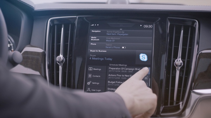 VOLVO CARS ADDS MICROSOFT'S SKYPE FOR BUSINESS TO ITS 90 SERIES CARS, HERALDING A NEW ERA FOR IN-CAR PRODUCTIVITY